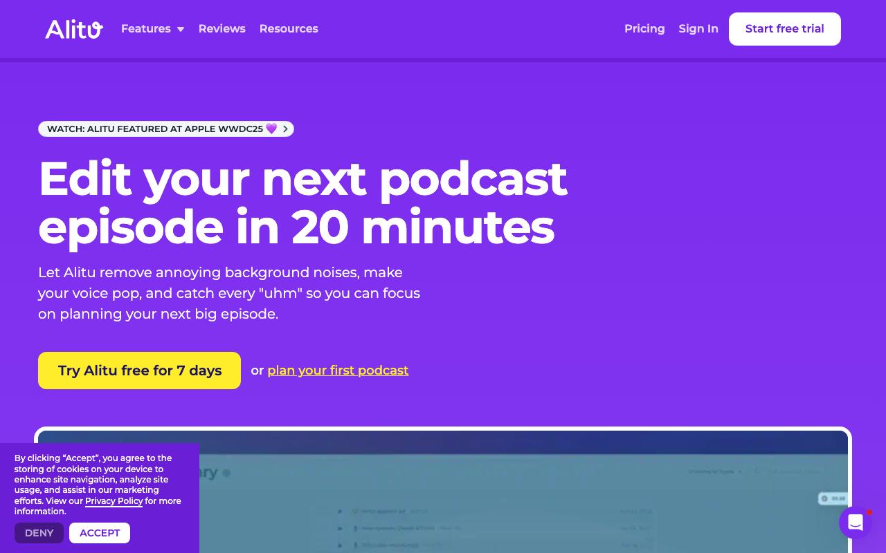 Alitu landing page