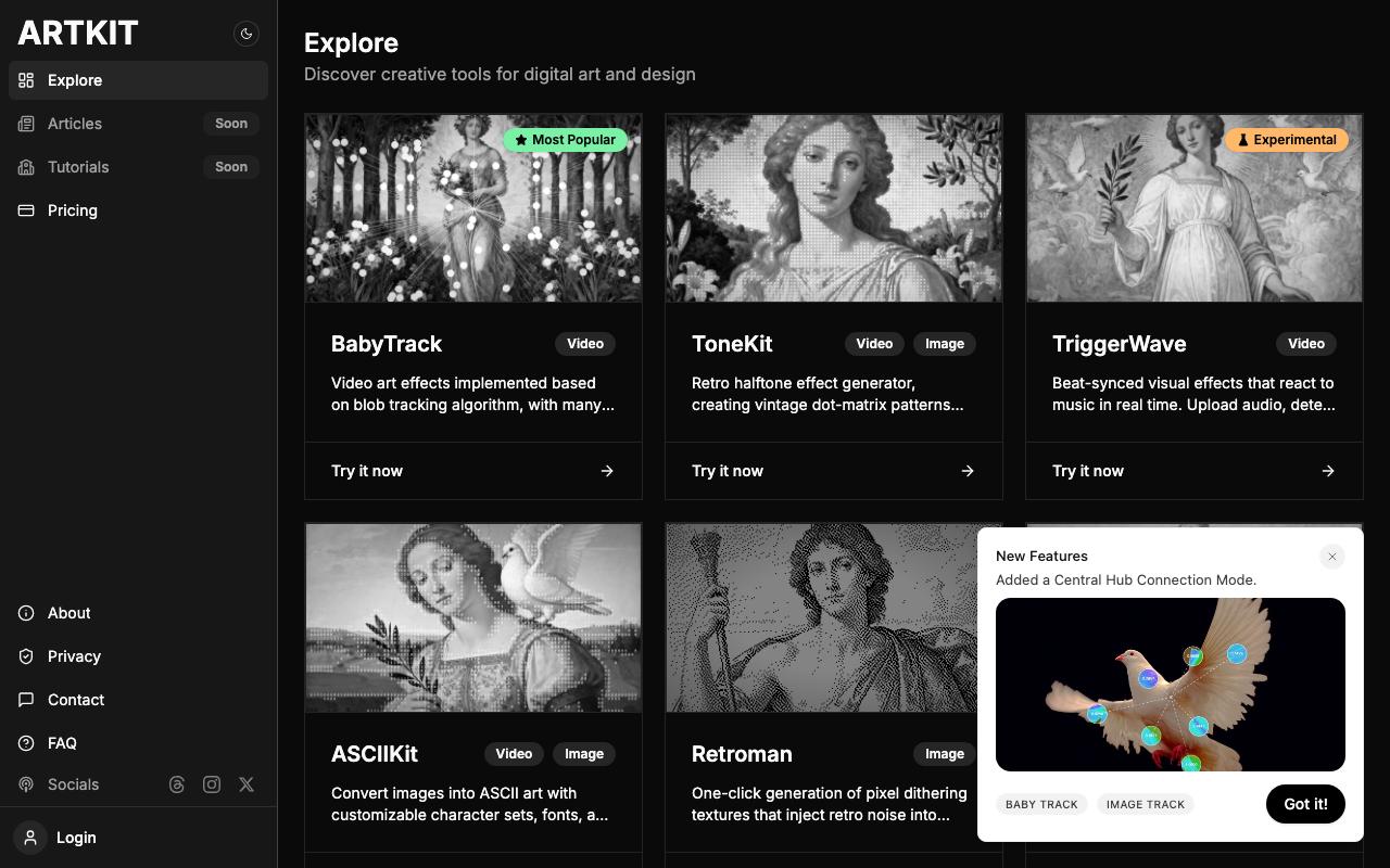Artkit landing page