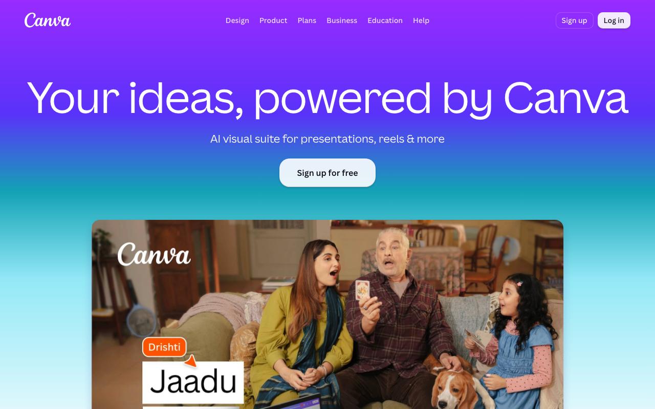 Canva landing page