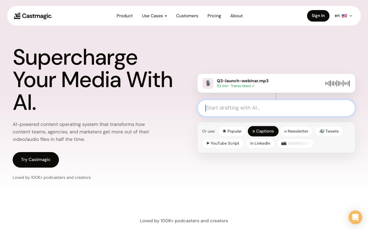 Castmagic landing page