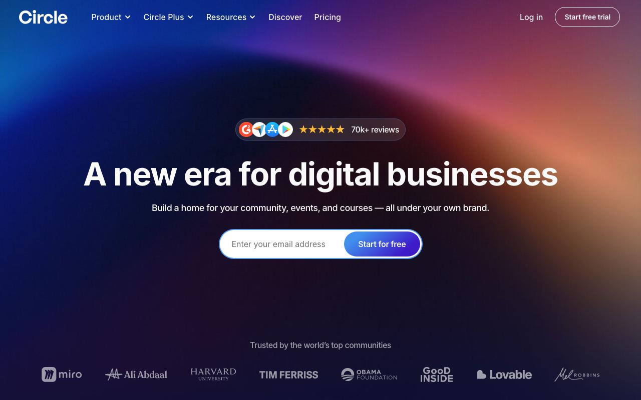 Circle landing page