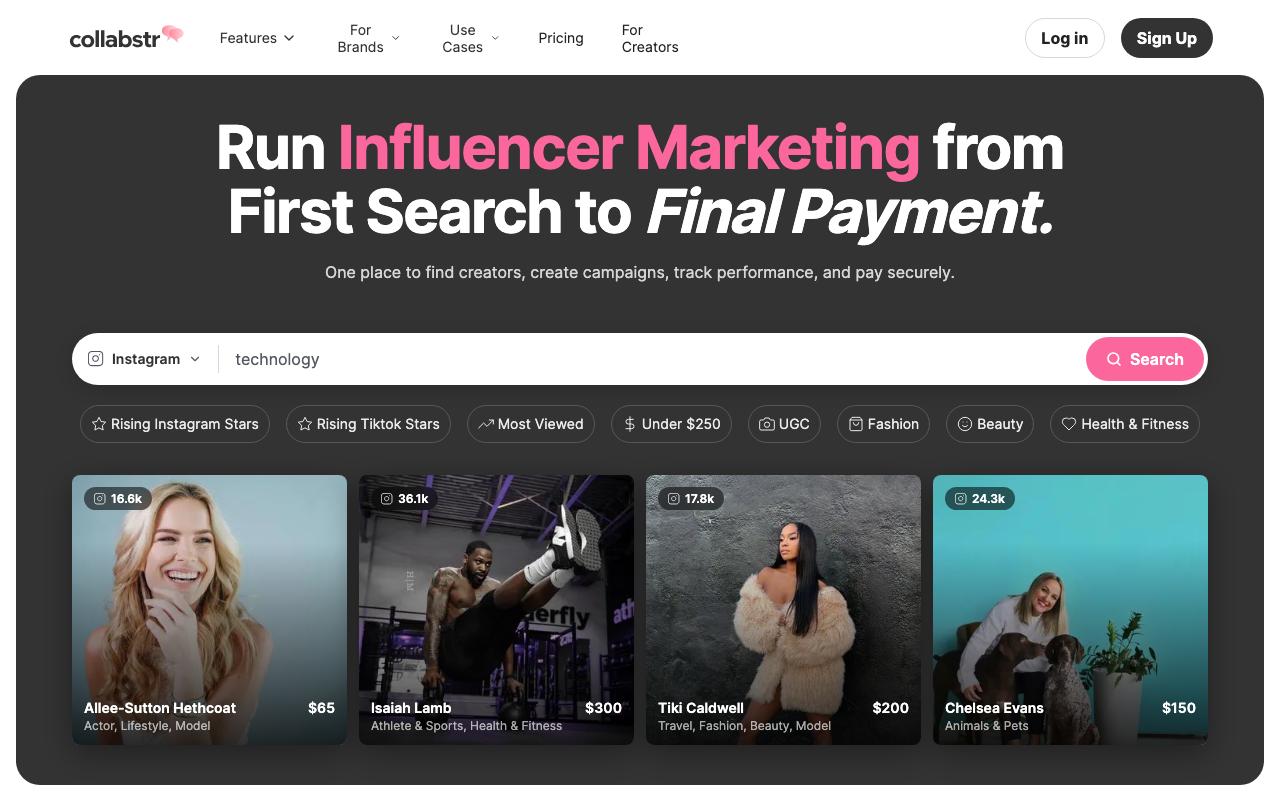Collabstr landing page