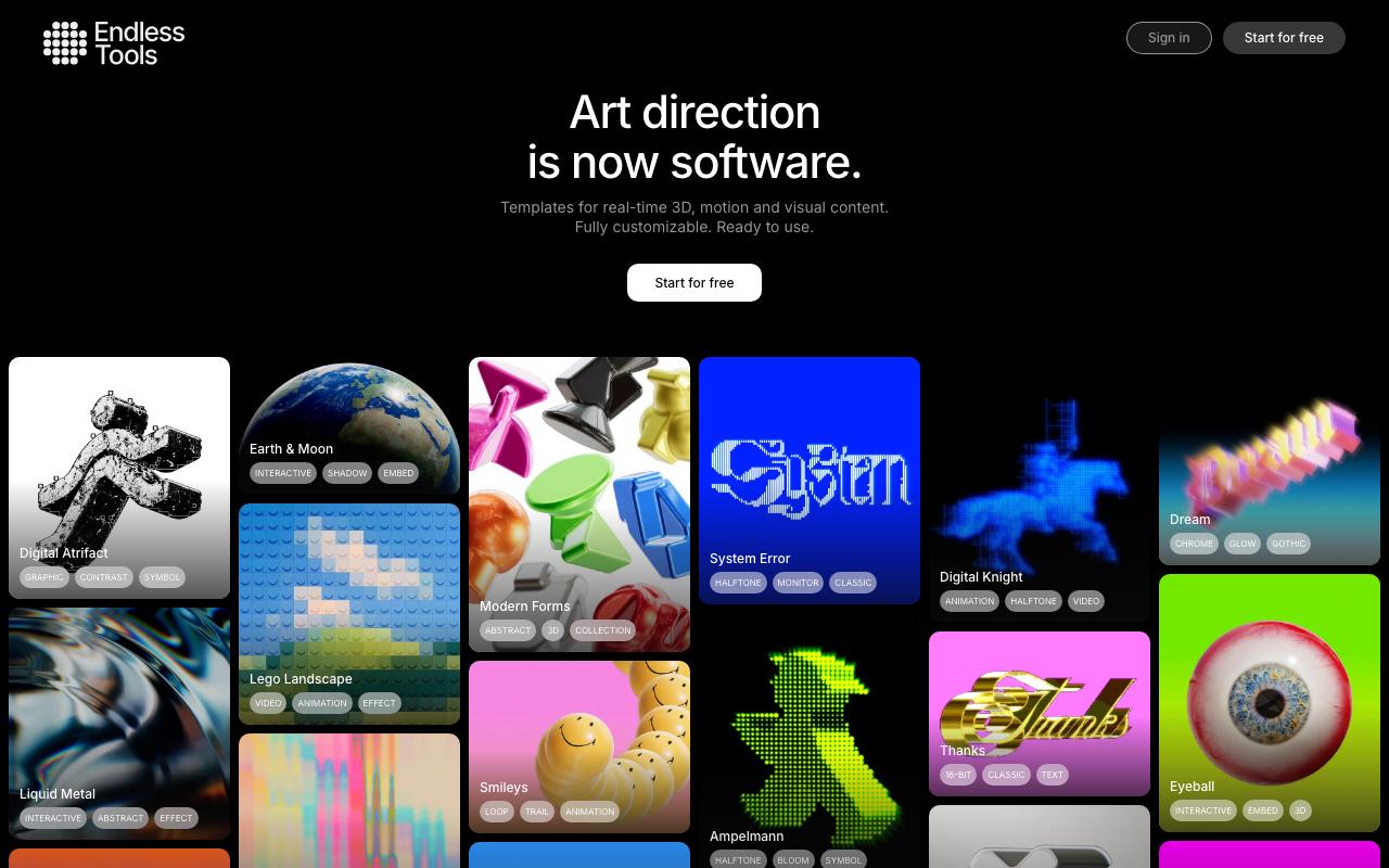 Endless Tools landing page