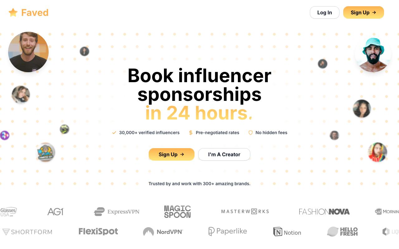 Faved landing page