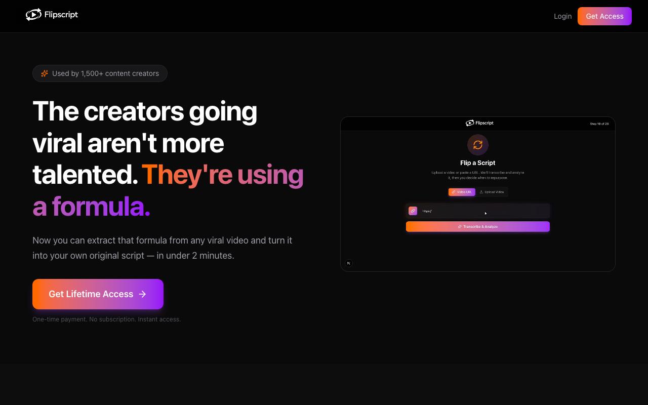 Flipscript landing page