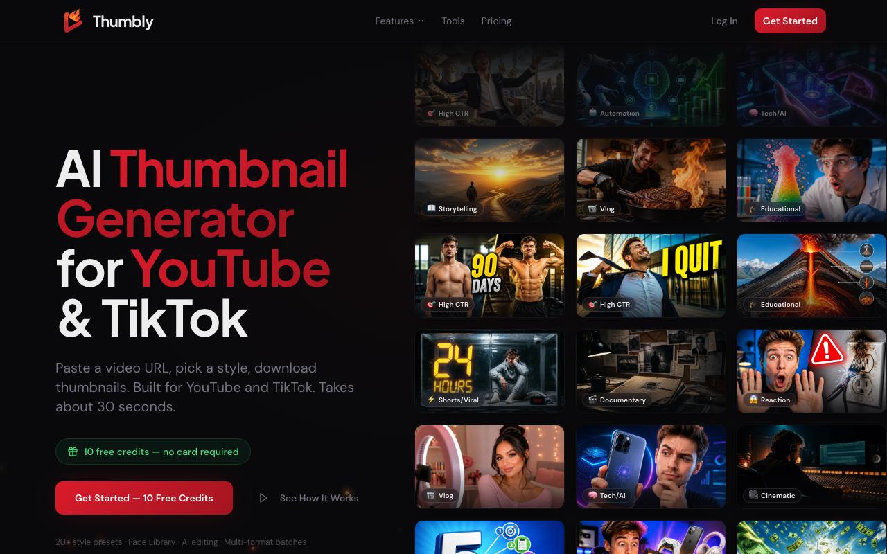 Thumbly landing page