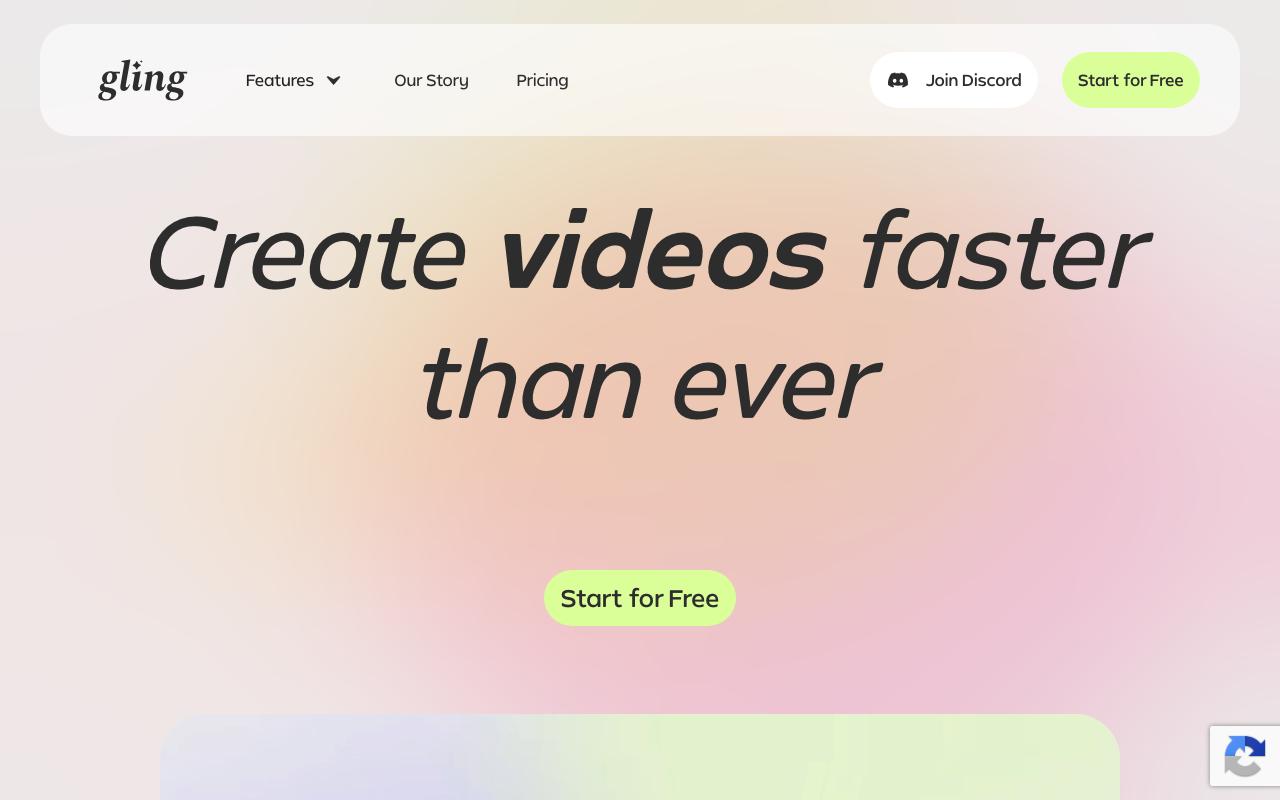 Gling landing page