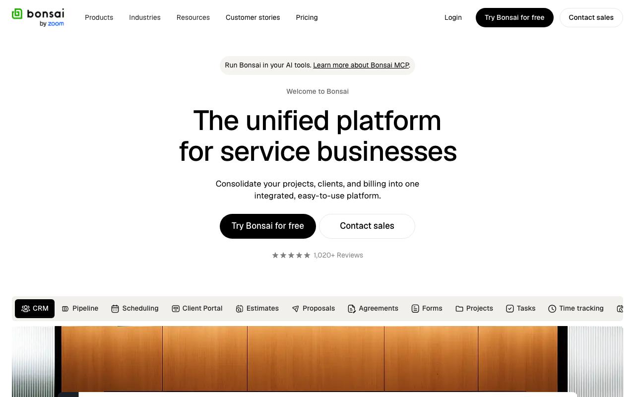 Bonsai landing page