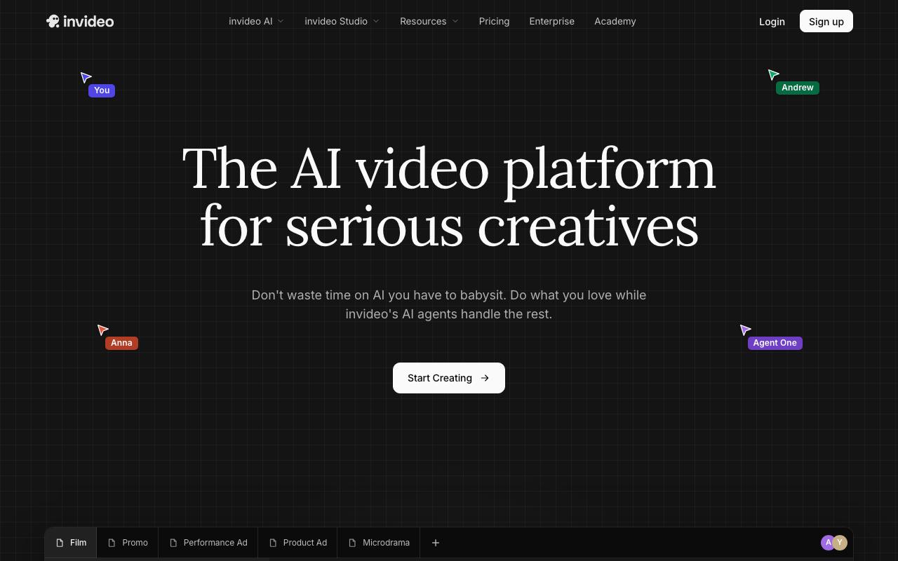 InVideo landing page