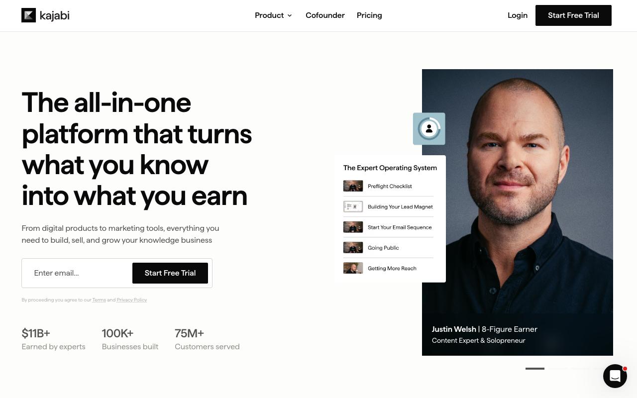 Kajabi landing page