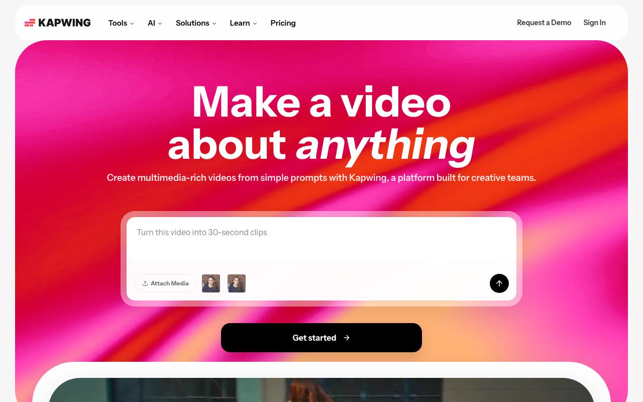 Kapwing landing page