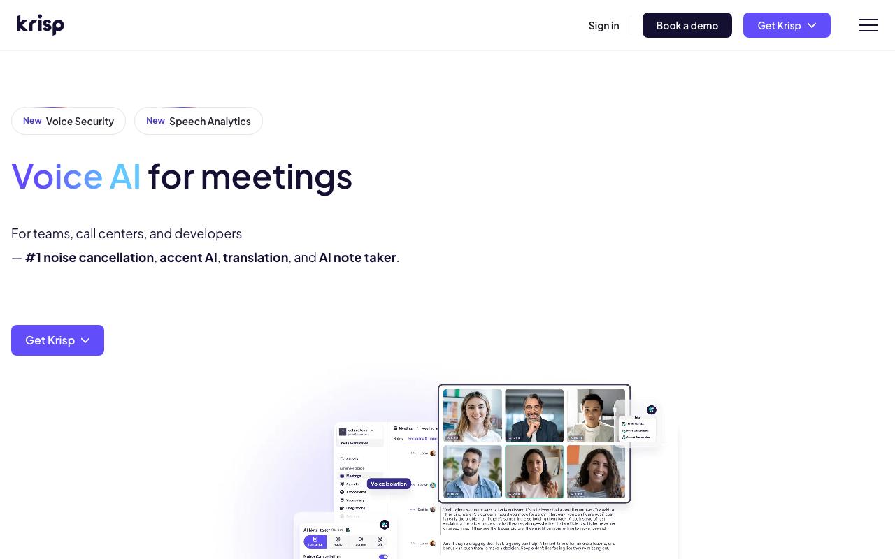 Krisp landing page