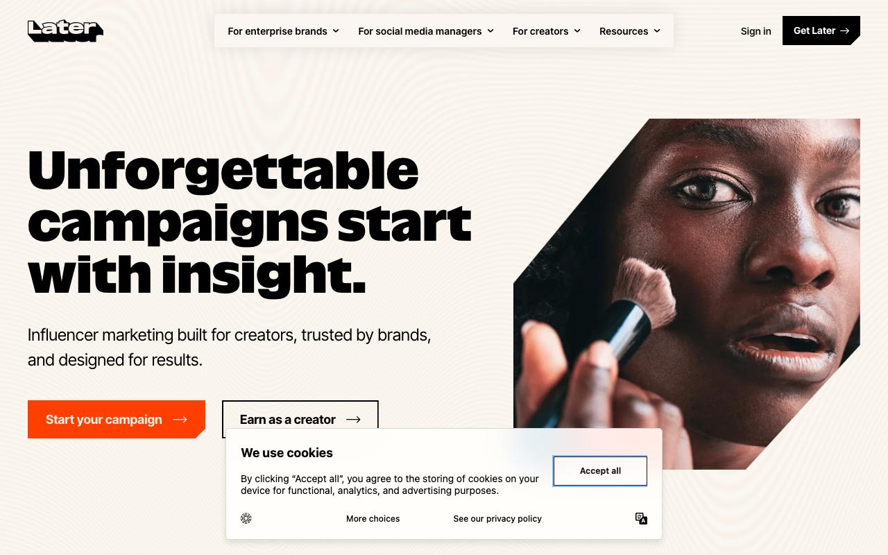Later landing page