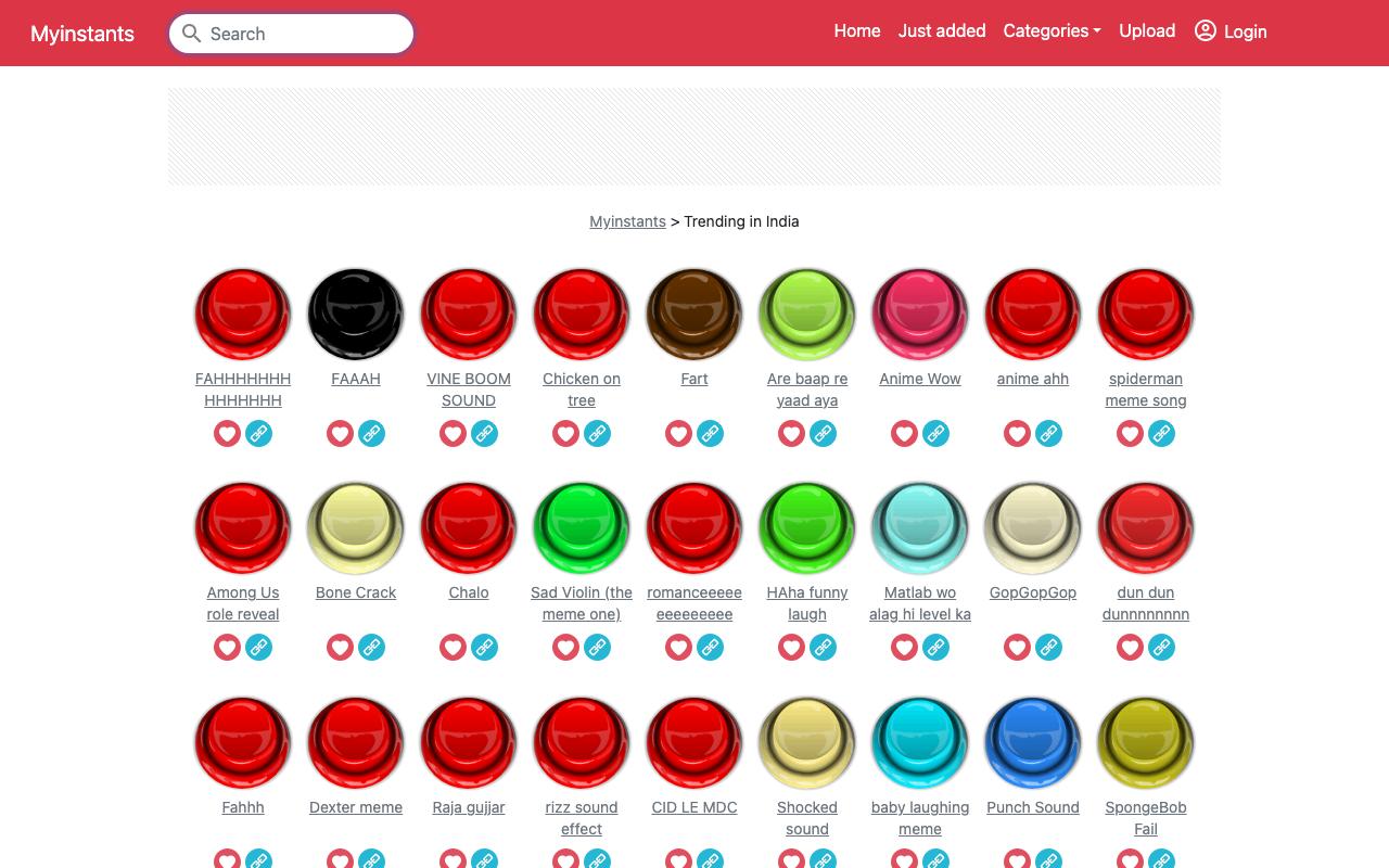 Myinstants landing page