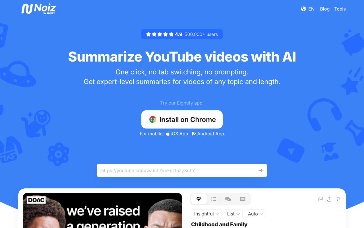 Noiz landing page