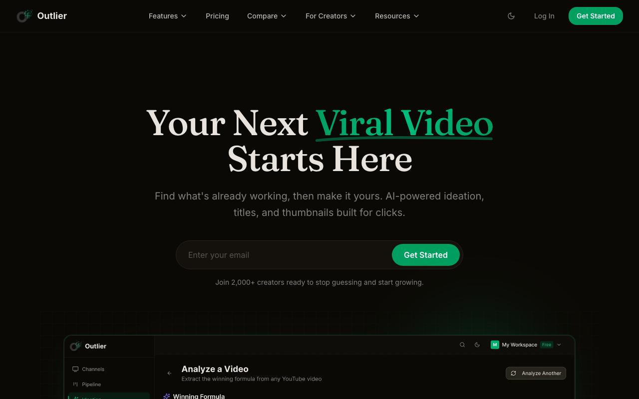 Outlier landing page