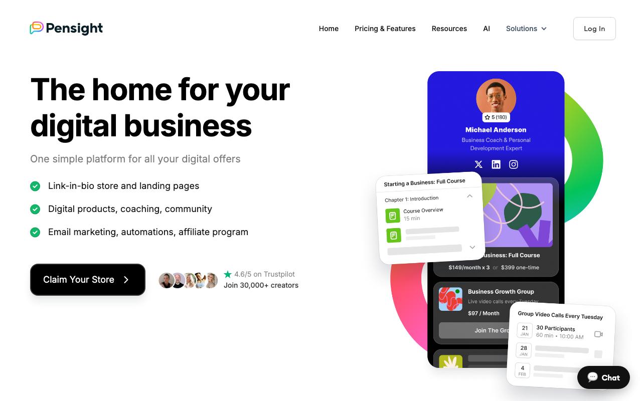 Pensight landing page