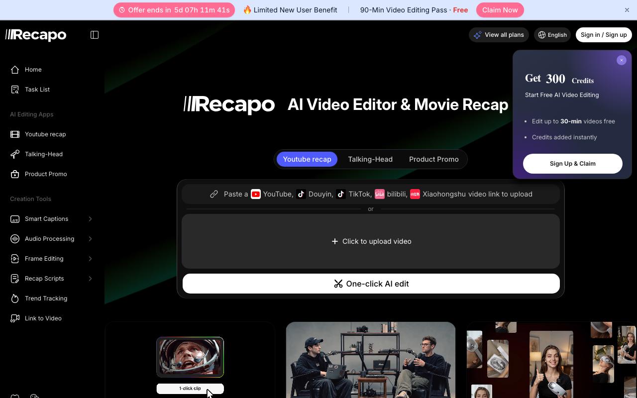 Recapo Cover Maker landing page