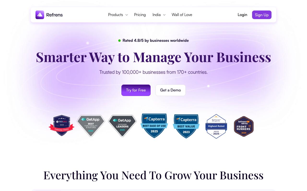 Refrens landing page