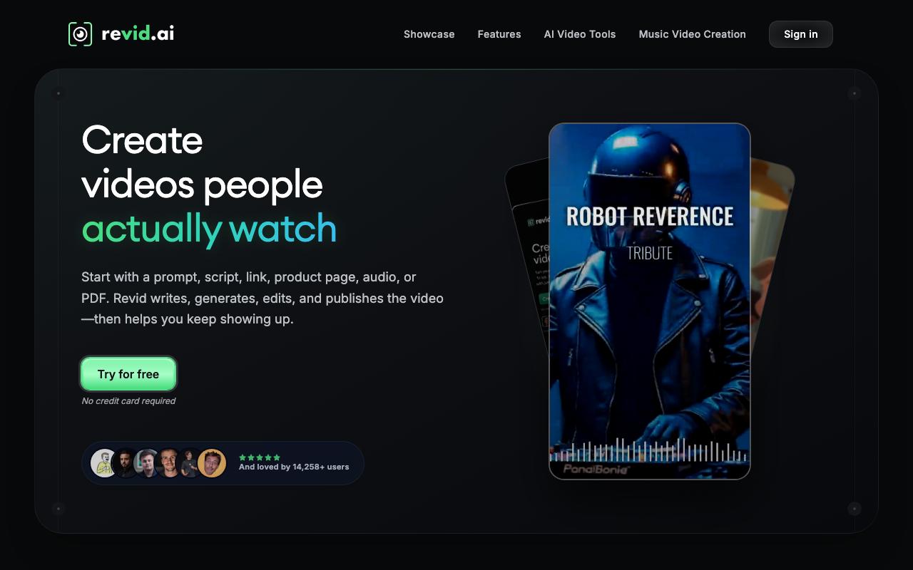 Revid landing page