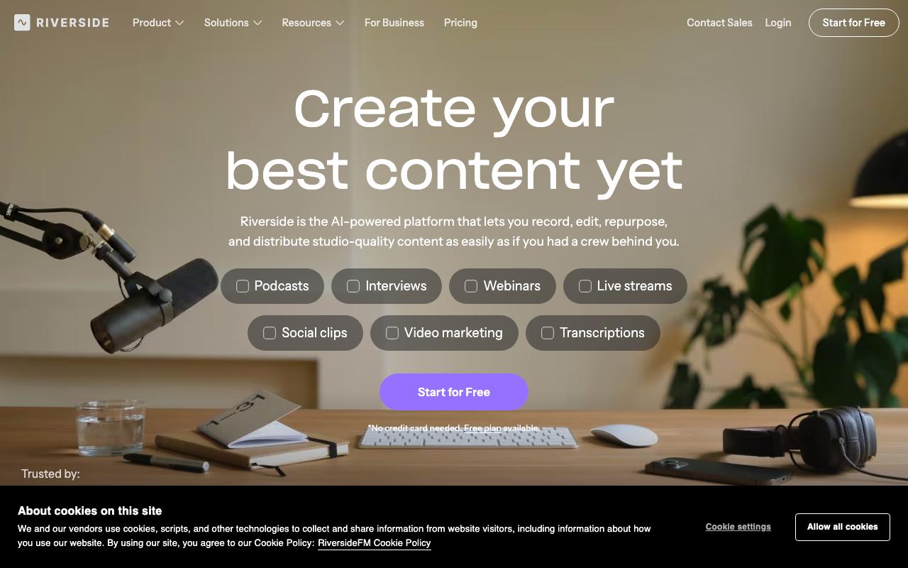 Riverside landing page