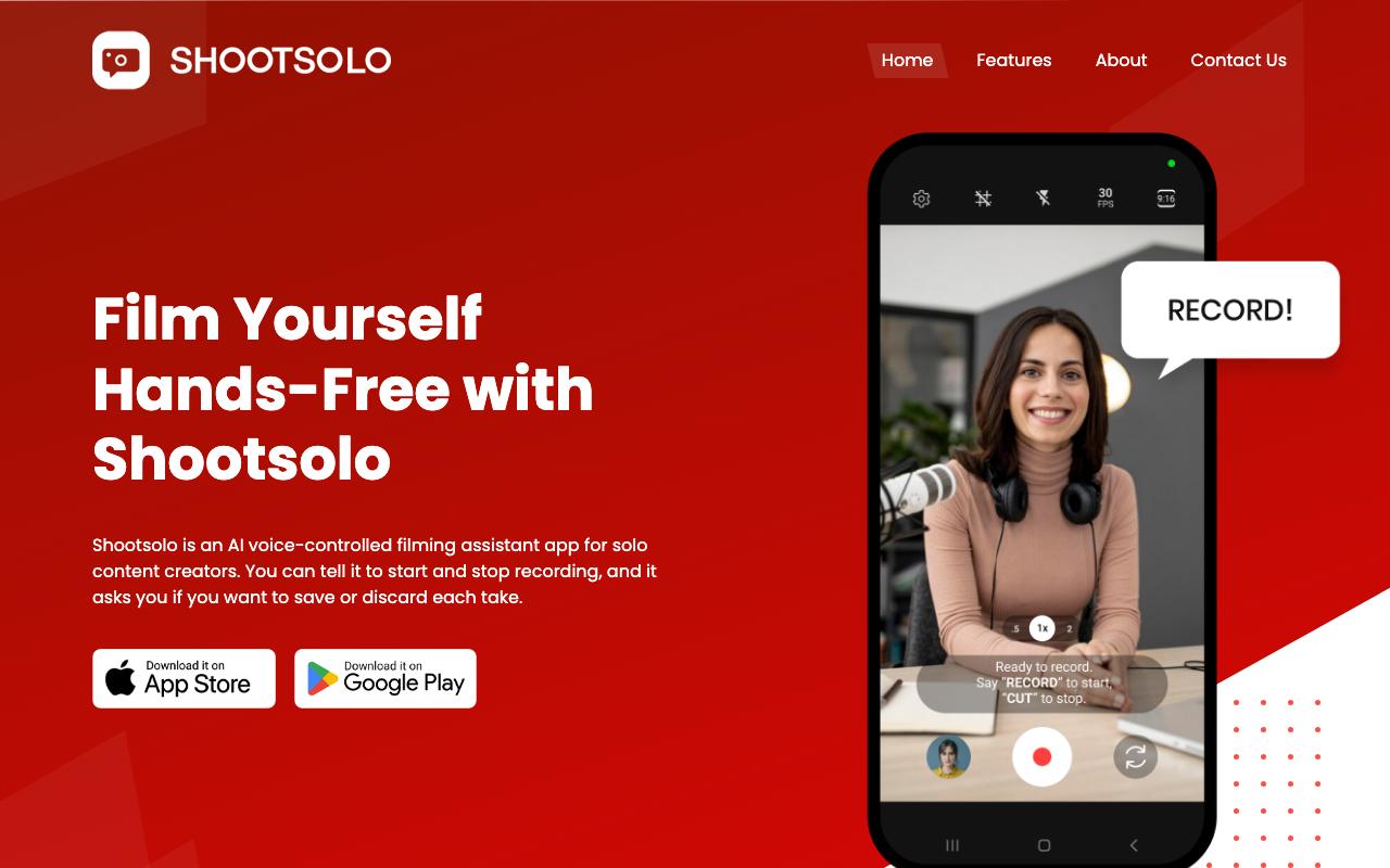 Shootsolo landing page