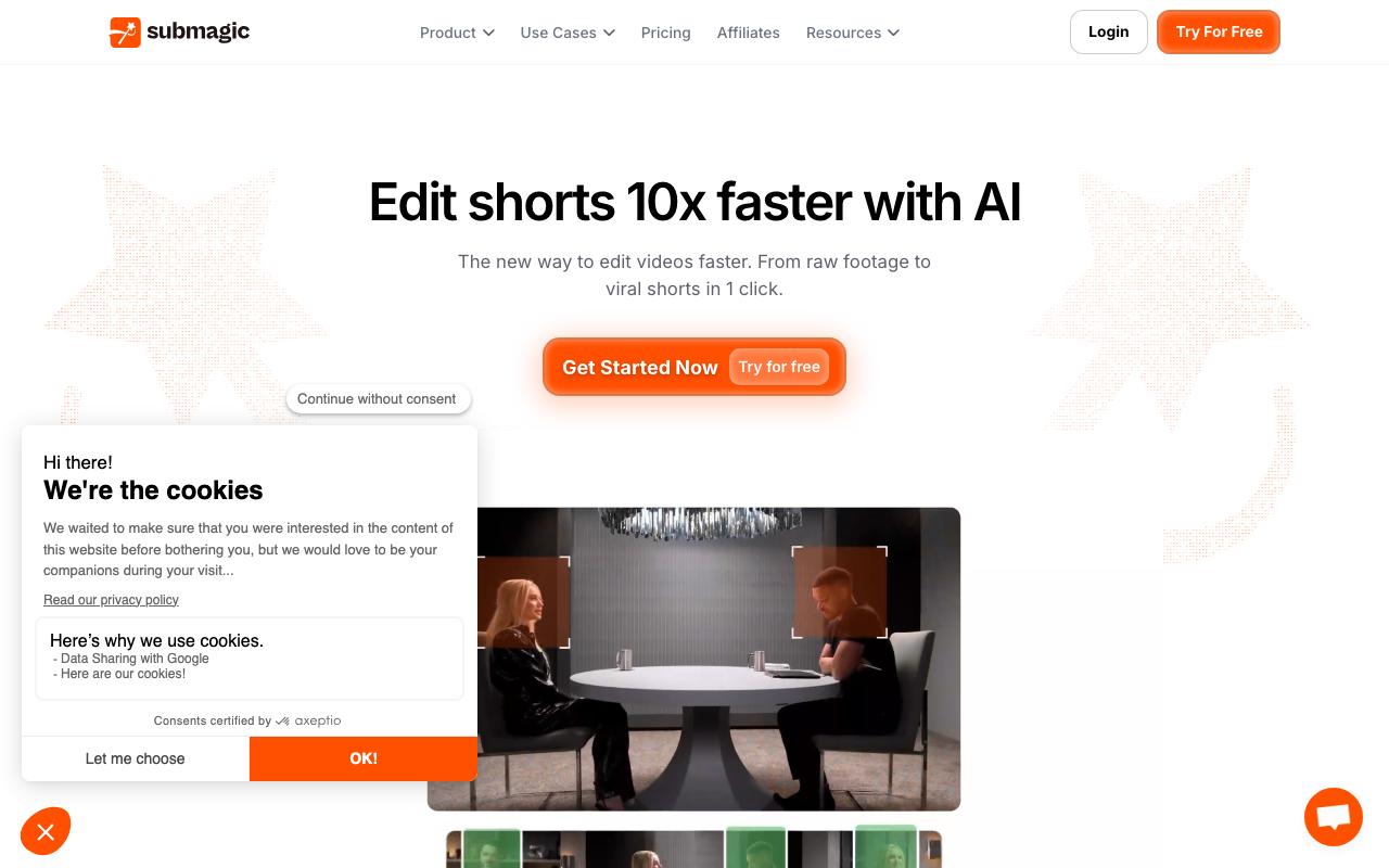 Submagic landing page