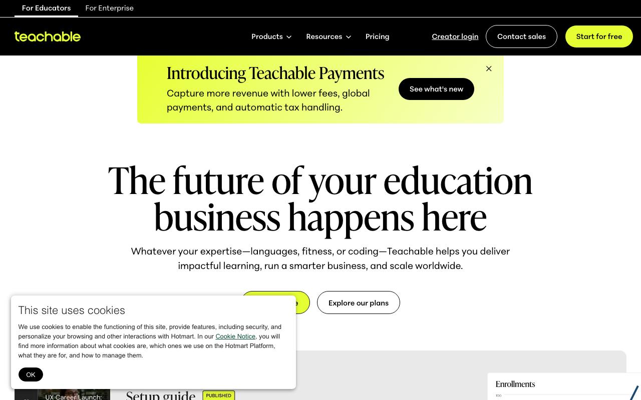 Teachable landing page