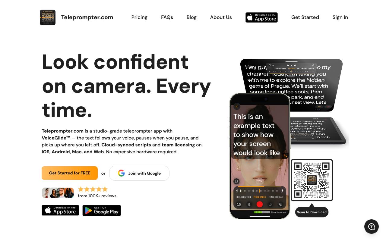 Teleprompter.com landing page