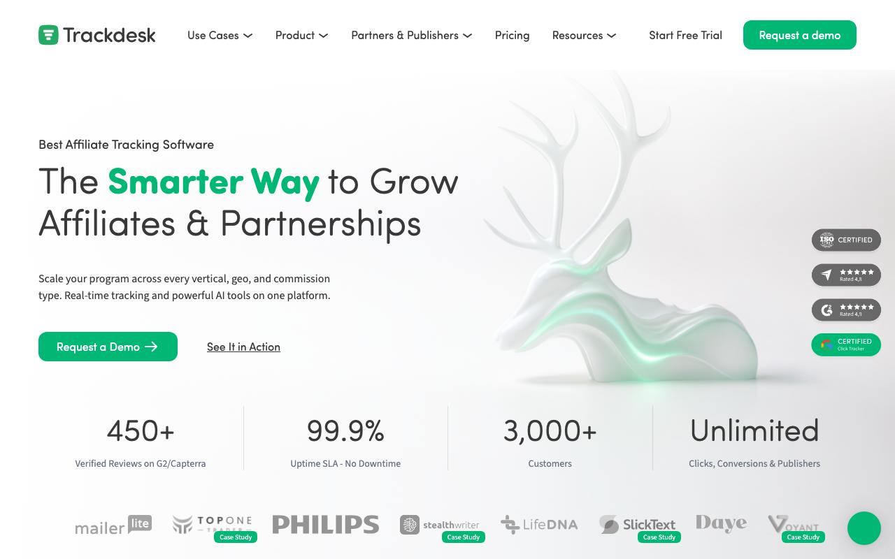 Trackdesk landing page