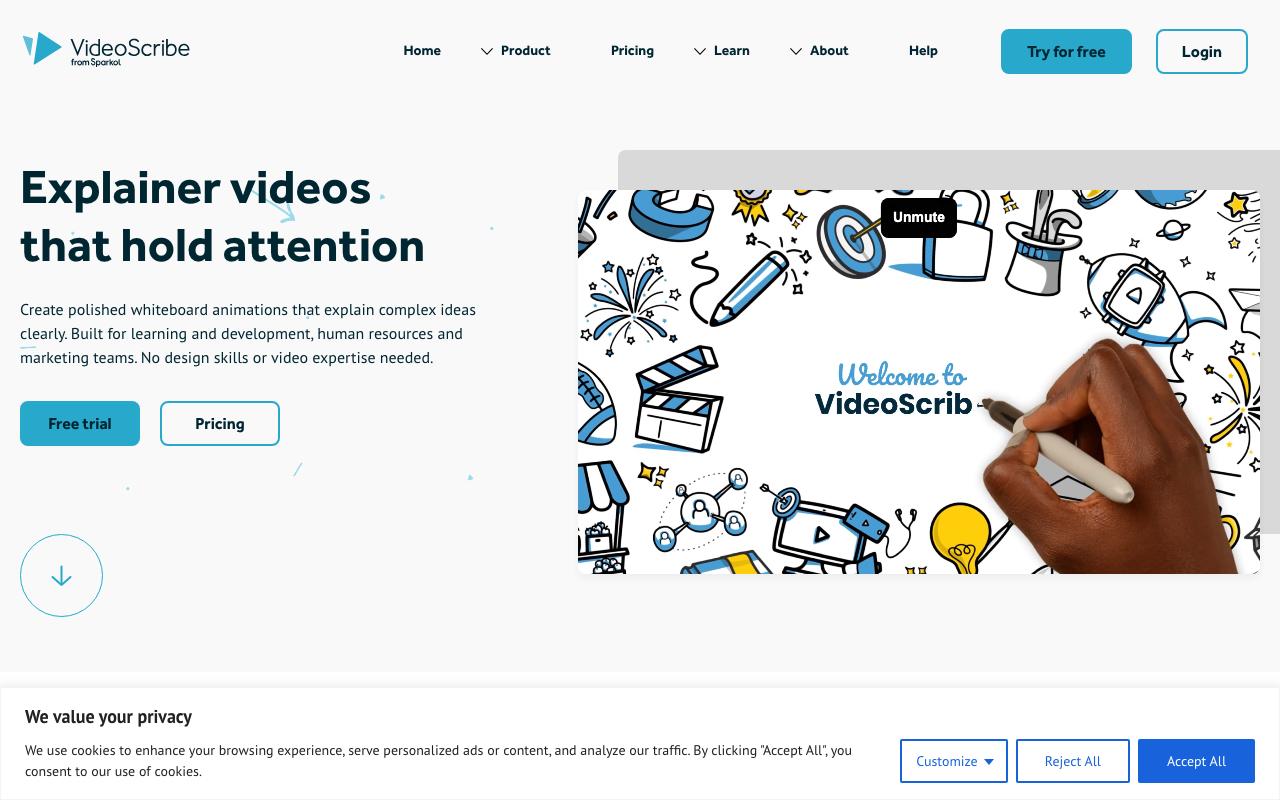 VideoScribe landing page