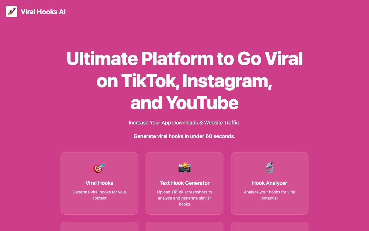 Viral Hooks AI landing page