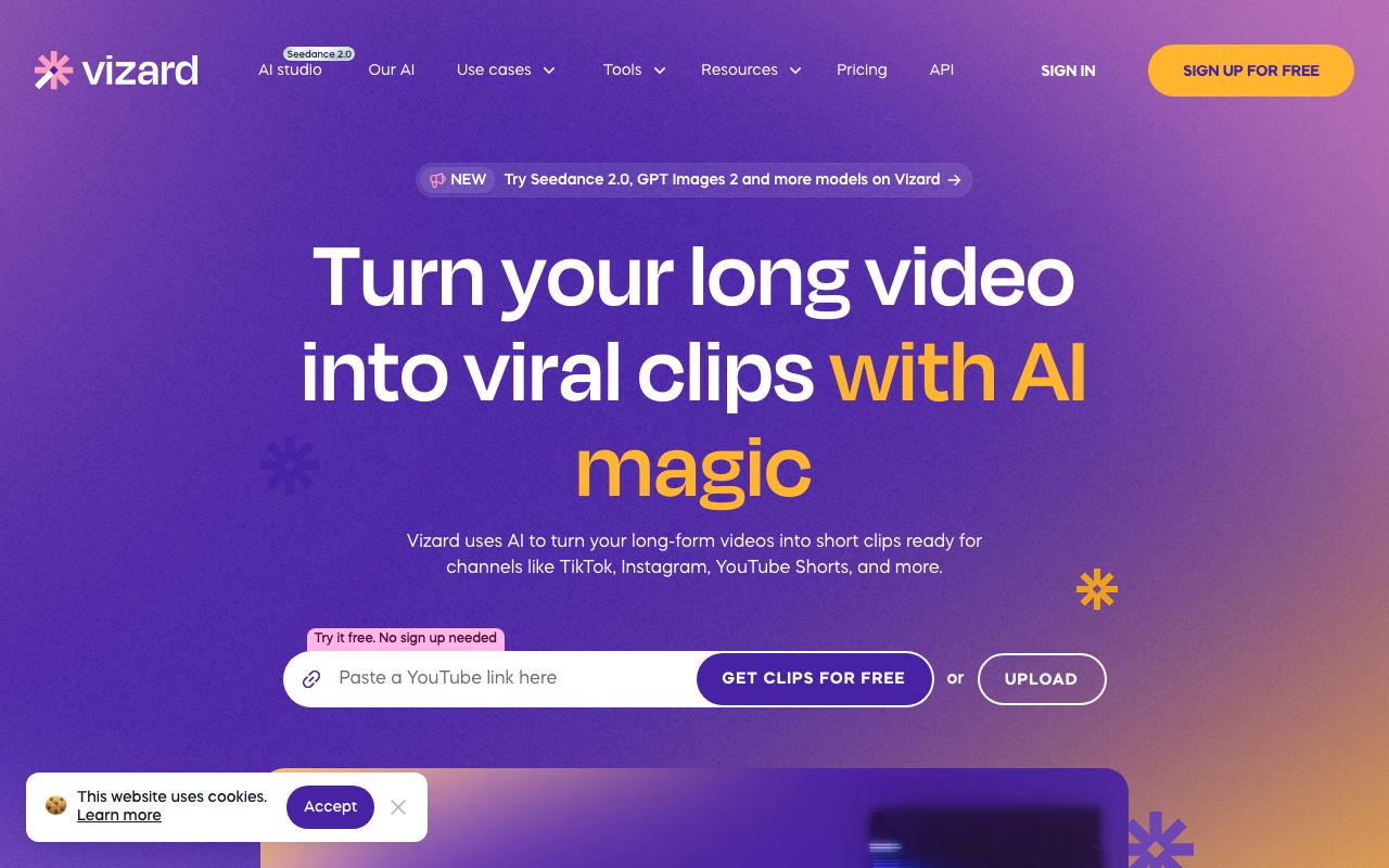 Vizard landing page