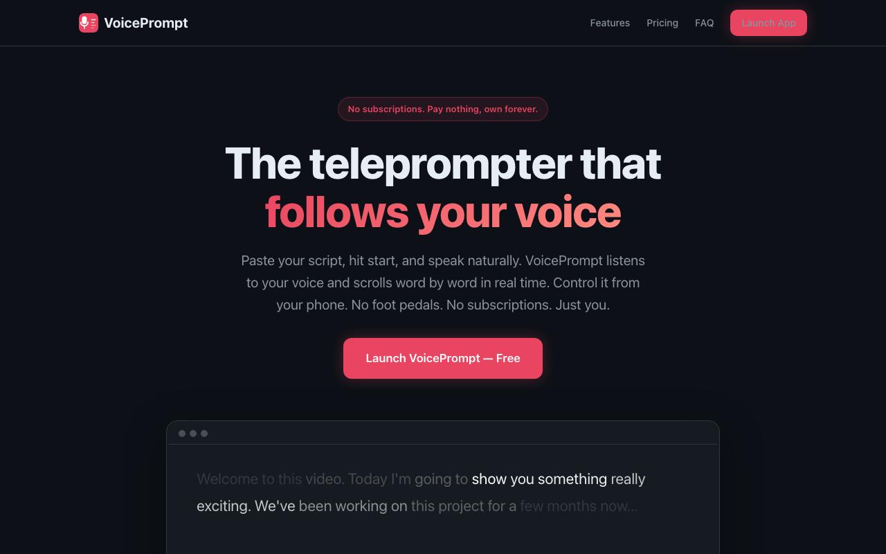 VoicePrompt landing page